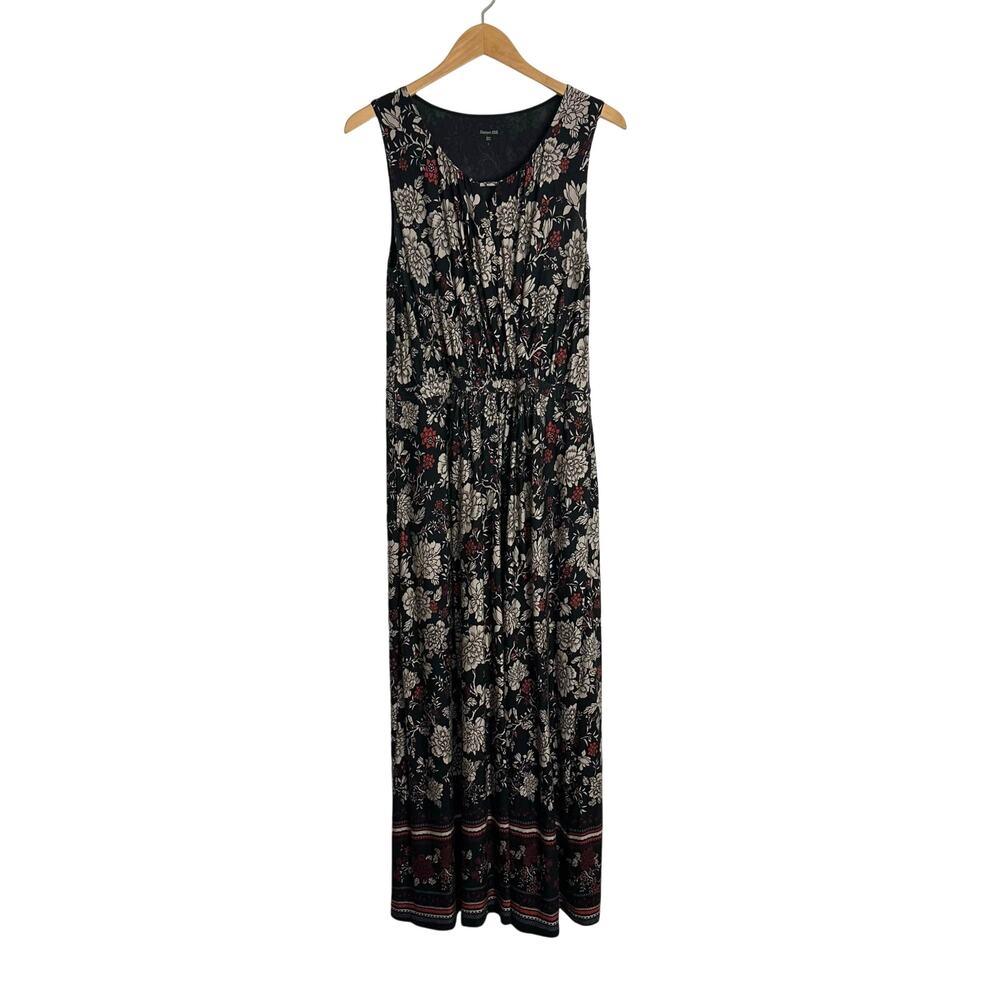 Garnet Hill Maxi Dress‎ Womens Large Floral Sleeveless Faux Wrap Pockets Comfort